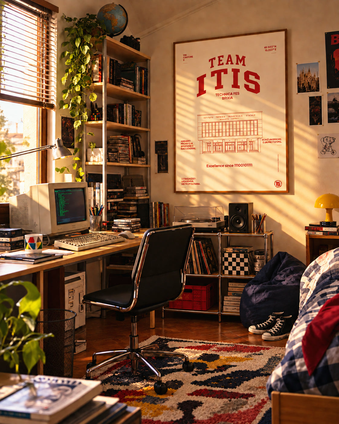 Poster Team ITIS appeso in una cameretta anni 90